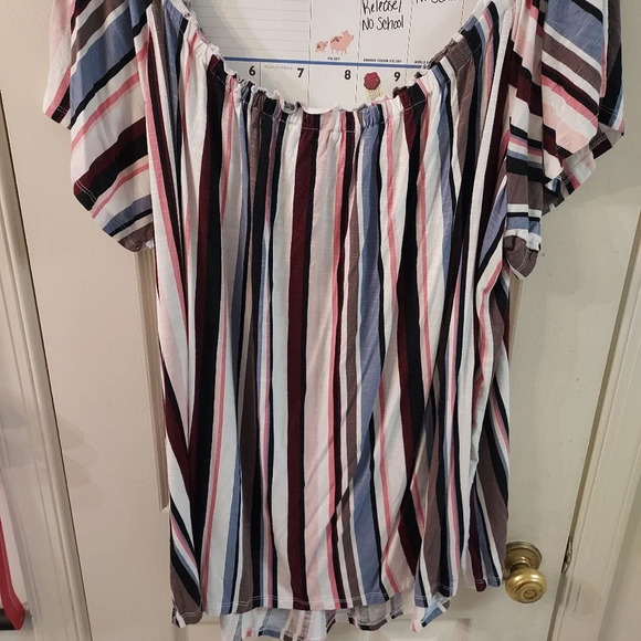 Lane Bryant Striped Off-The-Shoulder Subtle Swing Top in Size 26/28 - Picture 9 of 10